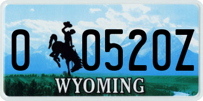 WY license plate 00520Z