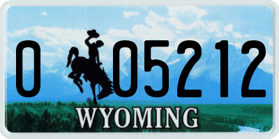 WY license plate 005212