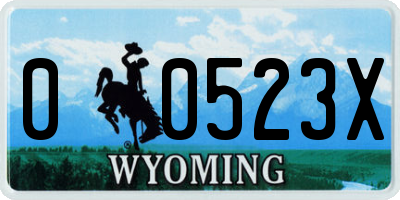 WY license plate 00523X