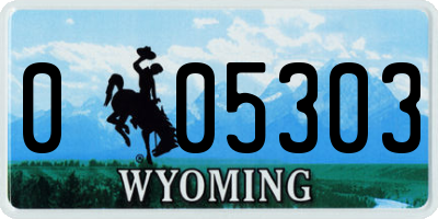 WY license plate 005303