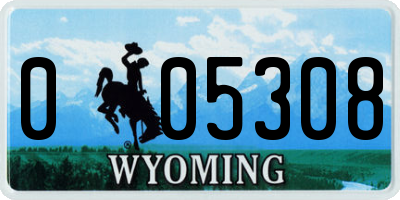 WY license plate 005308