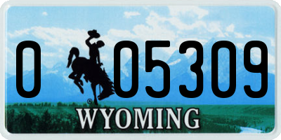 WY license plate 005309