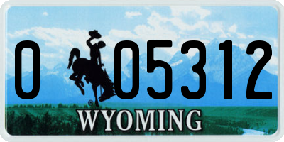 WY license plate 005312