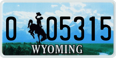 WY license plate 005315