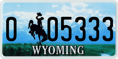 WY license plate 005333