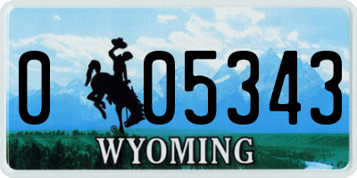 WY license plate 005343