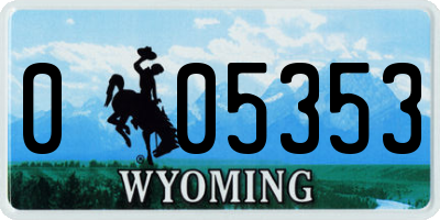 WY license plate 005353