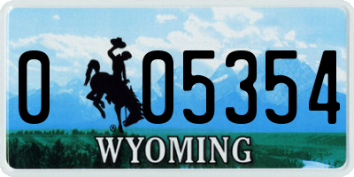 WY license plate 005354