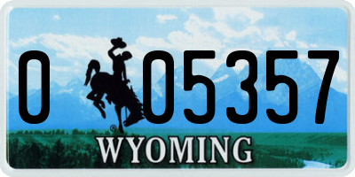 WY license plate 005357