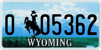 WY license plate 005362