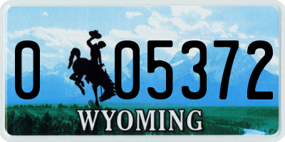 WY license plate 005372