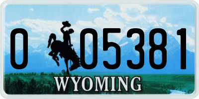 WY license plate 005381