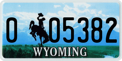 WY license plate 005382