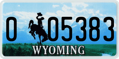 WY license plate 005383