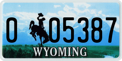 WY license plate 005387