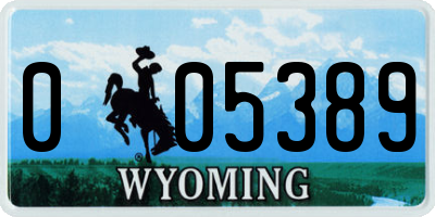 WY license plate 005389