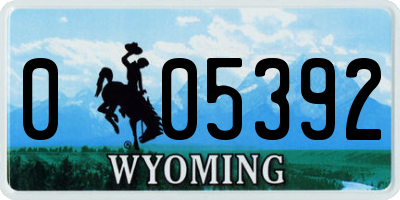 WY license plate 005392