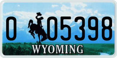 WY license plate 005398