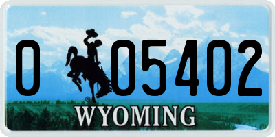 WY license plate 005402