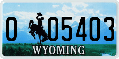 WY license plate 005403