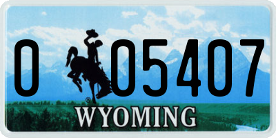 WY license plate 005407