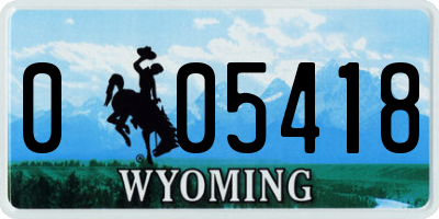 WY license plate 005418