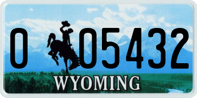 WY license plate 005432