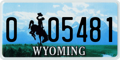 WY license plate 005481