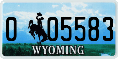 WY license plate 005583