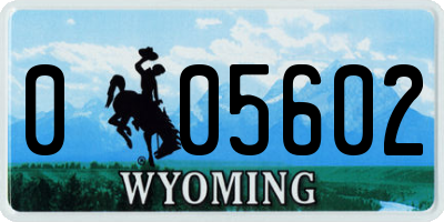 WY license plate 005602