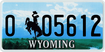 WY license plate 005612