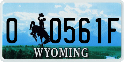 WY license plate 00561F