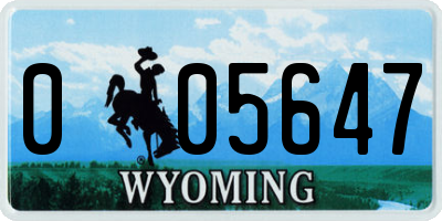 WY license plate 005647