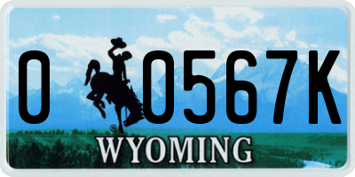 WY license plate 00567K