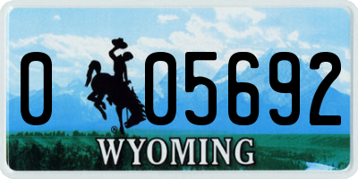 WY license plate 005692