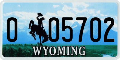 WY license plate 005702