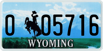 WY license plate 005716