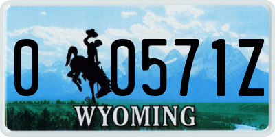 WY license plate 00571Z