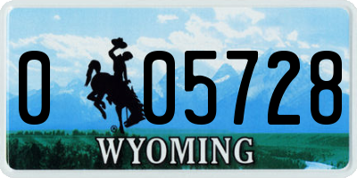 WY license plate 005728