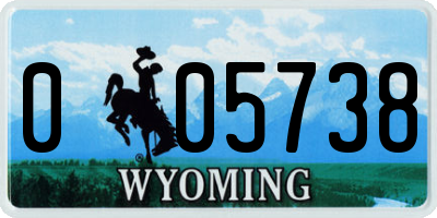 WY license plate 005738