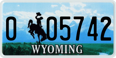 WY license plate 005742