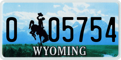 WY license plate 005754