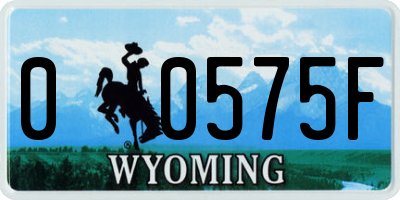 WY license plate 00575F