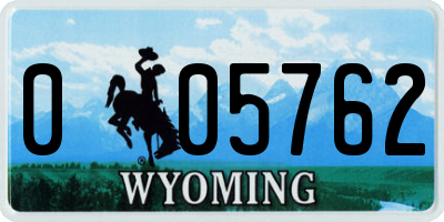 WY license plate 005762