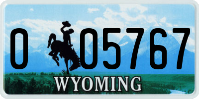 WY license plate 005767