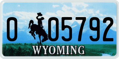 WY license plate 005792