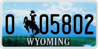 WY license plate 005802