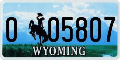 WY license plate 005807