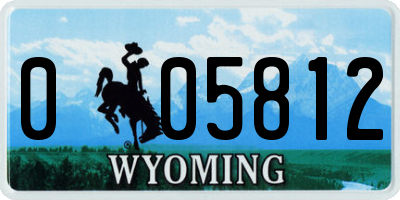 WY license plate 005812