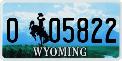 WY license plate 005822